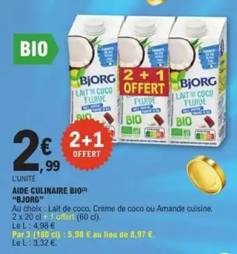 E.Leclerc AIDE CULINAIRE BIO 'BJORG' offre