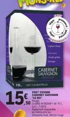 E.Leclerc VSIG Espagne Cabernet Sauvignon Le Dix offre