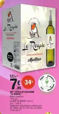 E.Leclerc IGP CÔTES DE GASCOGNE 'LE ROUPIC' offre