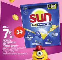 E.Leclerc CAPSULES LAVE-VAISSELLE 4 EN 1 SUN PRO EXPERT offre