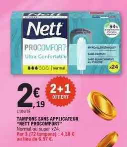 E.Leclerc Tampons sans applicateur 'Nett Procomfort' offre