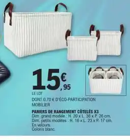 E.Leclerc Paniers de rangement côtelés x3 offre