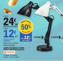 E.Leclerc LAMPE DE BUREAU À POSER OFFICE LINE DESK PEAR E27 offre