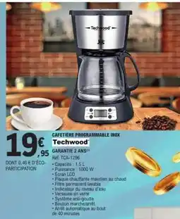 E.Leclerc Cafetière Programmable Inox Techwood offre