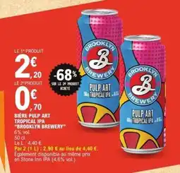 E.Leclerc BIÈRE PULP ART TROPICAL IPA 'BROOKLYN BREWERY' offre