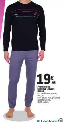 E.Leclerc PYJAMA LONG MANCHES LONGUES HOMME offre