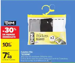 Carrefour DIM Culottes fille "ecodim" offre
