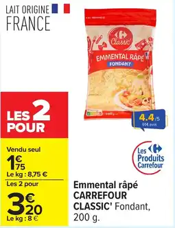 Carrefour Emmental râpé carrefour classic' offre