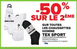 Carrefour Sur toutes les chaussettes homme tex sport offre