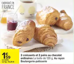 Carrefour 2 croissants et 2 pains au chocolat ordinaires offre