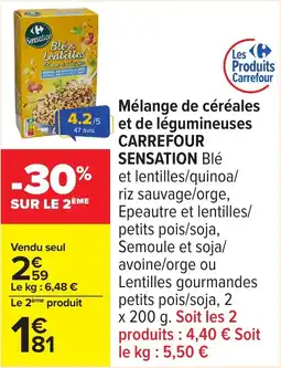 Carrefour Mélange de céréales et de légumineuses carrefour sensation offre