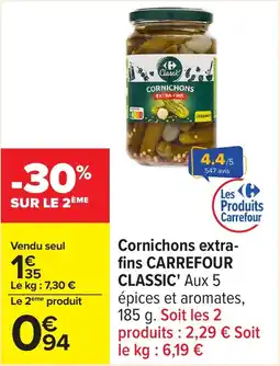 Carrefour Cornichons extra- fins carrefour classic' offre