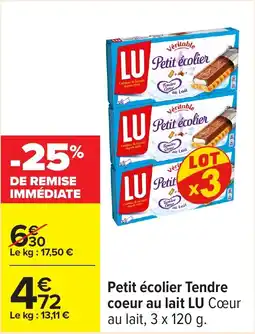Carrefour Petit écolier Tendre coeur au lait LU offre