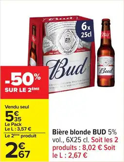 Carrefour Bière blonde BUD offre