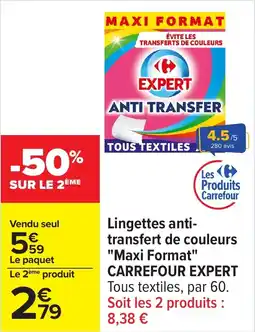 Carrefour Lingettes anti-transfert de couleurs "maxi format" carrefour expert offre