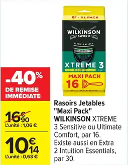 Carrefour Rasoirs jetables "maxi pack" wilkinson xtreme offre