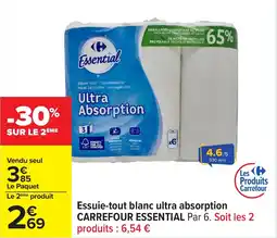 Carrefour Essuie-tout blanc ultra absorption carrefour essential offre