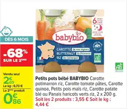 Carrefour Petits pots bébé babybio offre