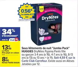 Carrefour Sous-Vêtements de nuit "Jumbo Pack" Huggies offre