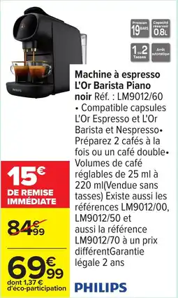 Carrefour Machine à espresso L'Or Barista Piano noir offre