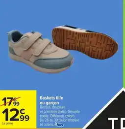 Carrefour Baskets fille ou garçon offre