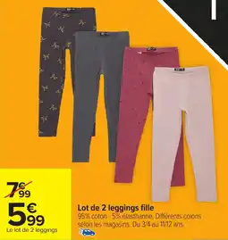 Carrefour Lot de 2 leggings fille offre