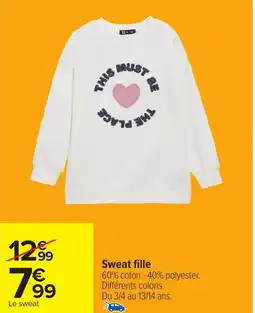 Carrefour Sweat fille offre