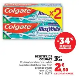 Super U Dentifrice colgate offre
