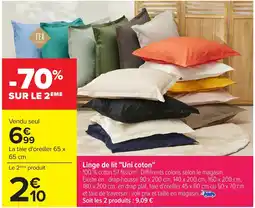 Carrefour Linge de lit "Uni coton" offre