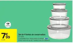 Carrefour Set de 4 boites de conservation offre