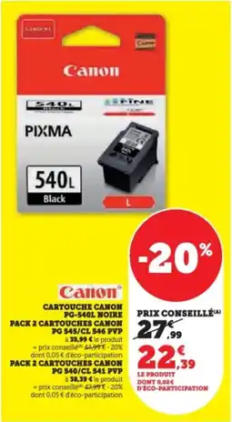 Super U Canon cartouche canon PG-540L noire pack 2 cartouches canon PG 545/CL 546 PVP offre