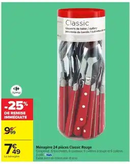 Carrefour Ménagère 24 pièces Classic Rouge offre