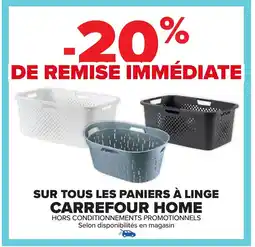 Carrefour Sur tous les paniers à linge carrefour home offre