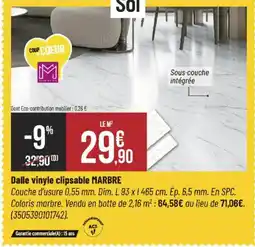 Bricorama Dalle vinyle clipsable marbre offre