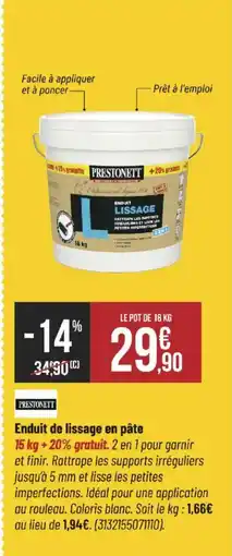 Bricorama Enduit de lissage en pâte offre