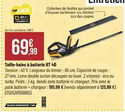 Bricorama Taille-haies à batterie HT 40 offre