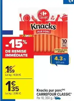 Carrefour Drive Carrefour classic - knacks pur porc offre