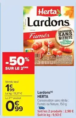 Carrefour Drive Herta - lardons offre