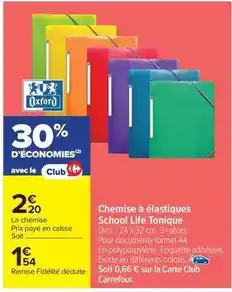 Carrefour Drive Oxford - chemise à élastiques school life tonique offre