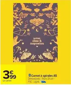 Carrefour Drive Carnet à spirales a5 offre