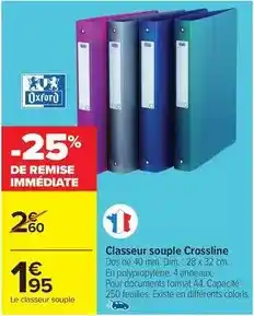 Carrefour Drive Oxford - classeur souple crossline offre