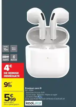Carrefour Drive Kool.star - écouteurs sans fil réf. : rs100 offre