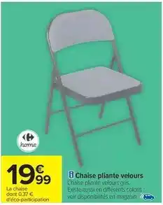 Carrefour Drive Chaise pliante velours offre