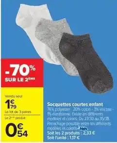 Carrefour Drive Socquettes courtes enfant offre