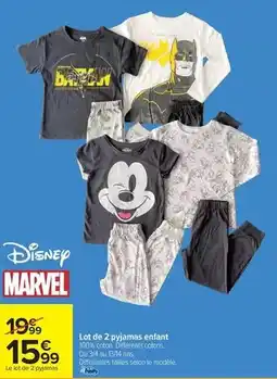 Carrefour Drive Disney - lot de 2 pyjamas enfant offre