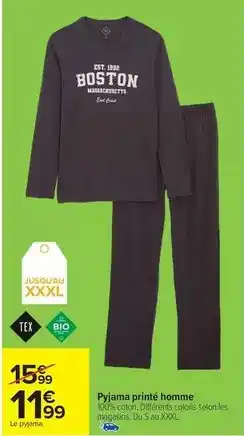 Carrefour Drive Tex - pyjama prime homme offre