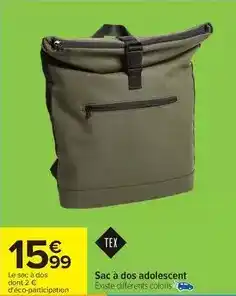 Carrefour Drive Tex - sac à dos adolescent offre