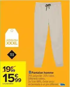 Carrefour Drive Tex - pantalon homme offre