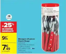 Carrefour Drive Carrefour - ménagère 24 pièces classic rouge offre
