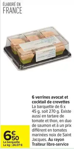 Carrefour Drive Verrines avocat et cocktail de crevettes offre